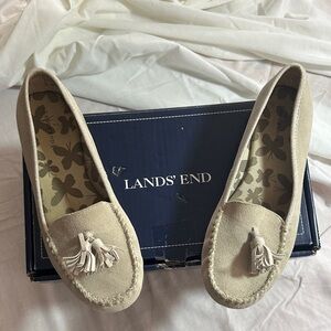 Lands' End Women's Cream Tassel Loafers